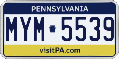 PA license plate MYM5539