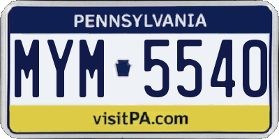 PA license plate MYM5540