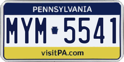 PA license plate MYM5541
