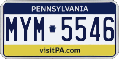 PA license plate MYM5546