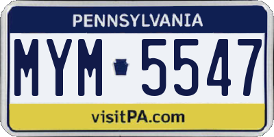 PA license plate MYM5547