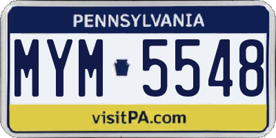 PA license plate MYM5548