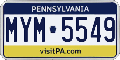 PA license plate MYM5549