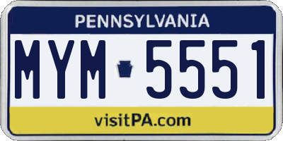 PA license plate MYM5551