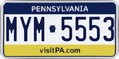 PA license plate MYM5553