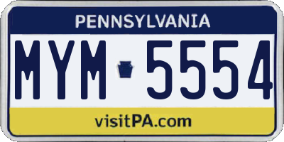 PA license plate MYM5554