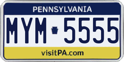 PA license plate MYM5555