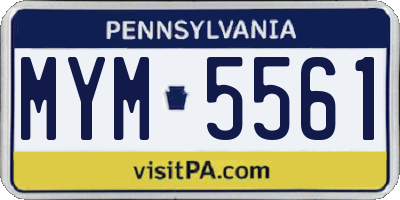 PA license plate MYM5561