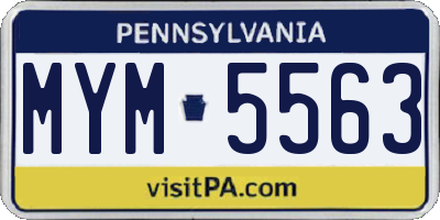 PA license plate MYM5563