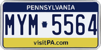 PA license plate MYM5564