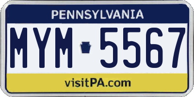 PA license plate MYM5567