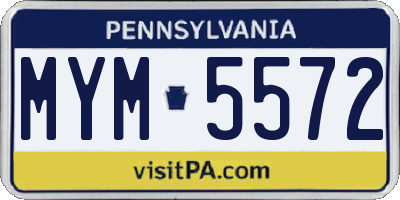 PA license plate MYM5572