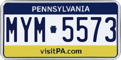 PA license plate MYM5573