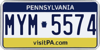 PA license plate MYM5574