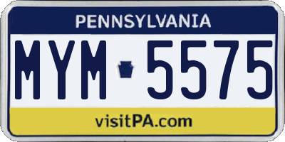 PA license plate MYM5575