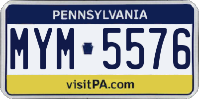 PA license plate MYM5576