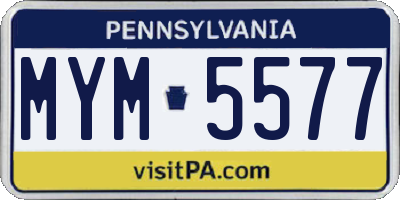 PA license plate MYM5577