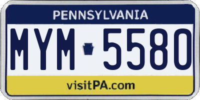 PA license plate MYM5580