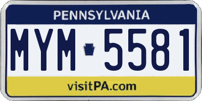 PA license plate MYM5581