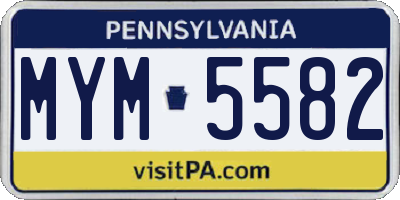 PA license plate MYM5582