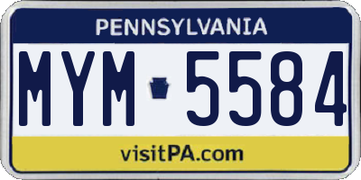 PA license plate MYM5584