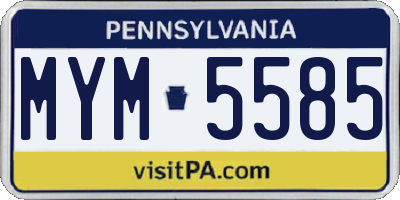 PA license plate MYM5585