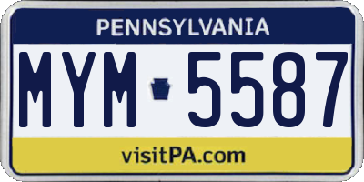 PA license plate MYM5587