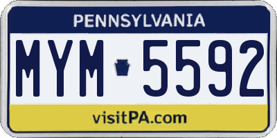 PA license plate MYM5592
