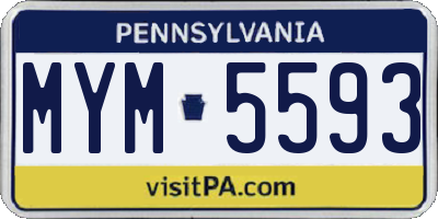 PA license plate MYM5593