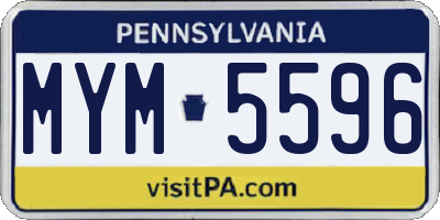 PA license plate MYM5596