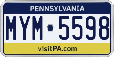 PA license plate MYM5598