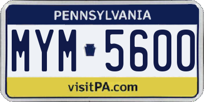 PA license plate MYM5600