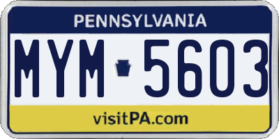 PA license plate MYM5603