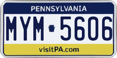 PA license plate MYM5606