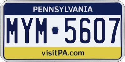 PA license plate MYM5607