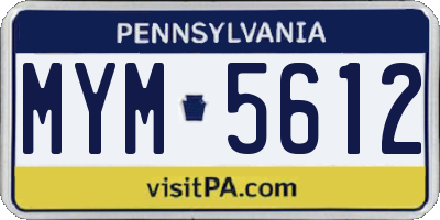 PA license plate MYM5612