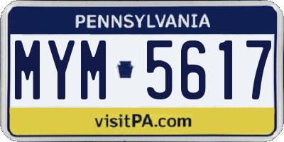 PA license plate MYM5617