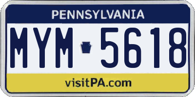 PA license plate MYM5618