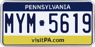 PA license plate MYM5619
