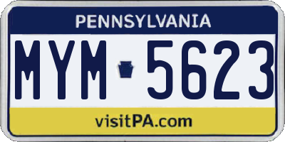 PA license plate MYM5623