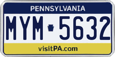 PA license plate MYM5632