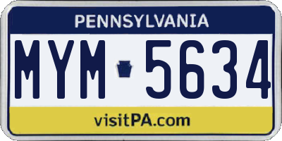 PA license plate MYM5634