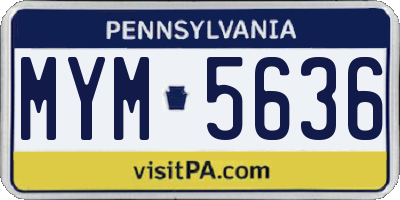 PA license plate MYM5636