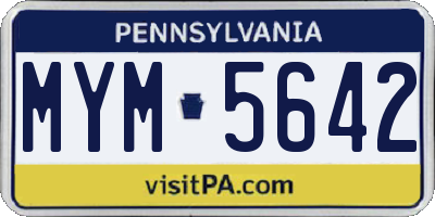 PA license plate MYM5642