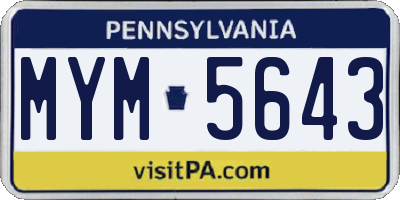 PA license plate MYM5643