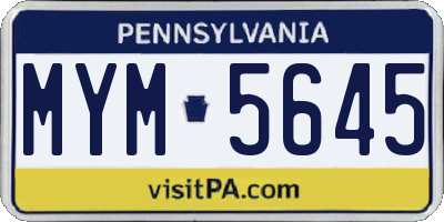 PA license plate MYM5645