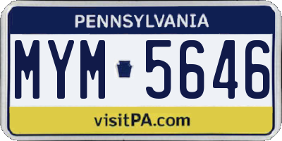 PA license plate MYM5646