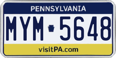 PA license plate MYM5648