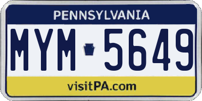 PA license plate MYM5649