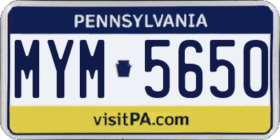 PA license plate MYM5650